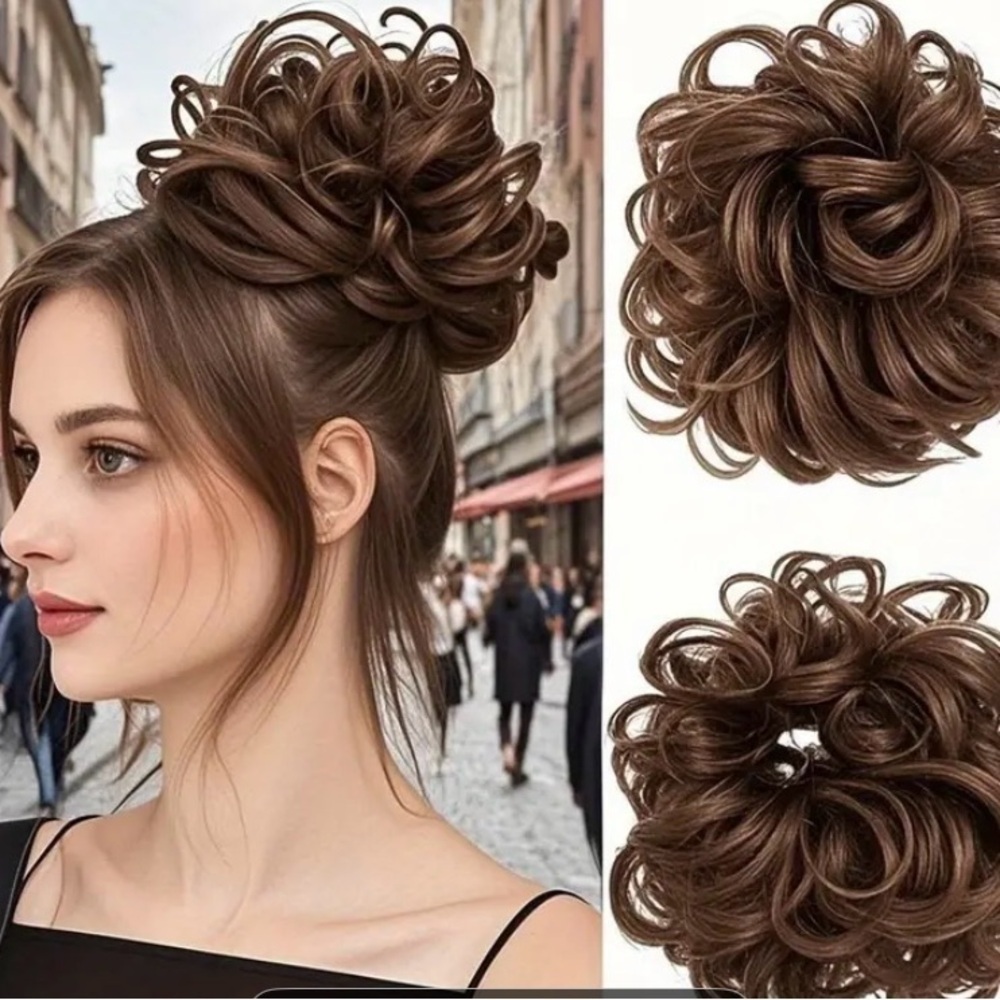 Synthetic hair extensions light brown